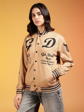 Go Devil Women’s Stylish Beige Varsity Jacket