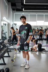 Tiger in Green Printed Black Co-ord Set for Men