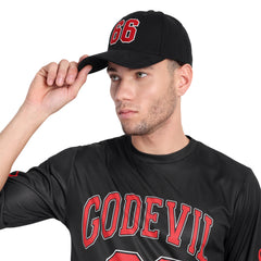 Go Devil Premium 66 Logo Printed Embroidered Black Cap For Men