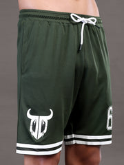 Go Devil Printed Mens Forest Green Sports Shorts