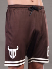 Go Devil Printed Mens Coffee Brown Sports Shorts