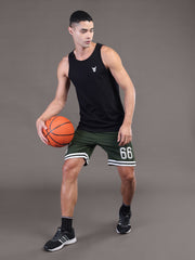 Go Devil Printed Mens Forest Green Sports Shorts
