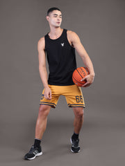 Go Devil Printed Mens Yellow Sports Shorts