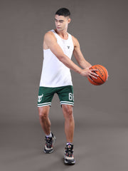 Go Devil Printed Mens Dark Green Sports Shorts