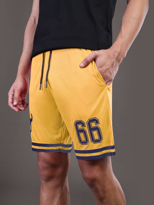 Go Devil Printed Mens Yellow Sports Shorts