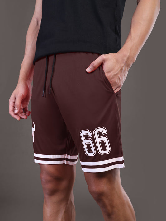 Go Devil Printed Mens Coffee Brown Sports Shorts