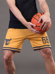 Go Devil Printed Mens Yellow Sports Shorts