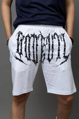 Go Devil Printed White Shorts For Men
