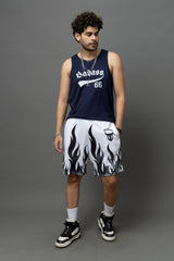 Go Devil Flame Printed White Shorts For Men