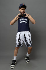 Go Devil Flame Printed White Shorts For Men