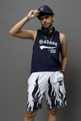Go Devil Flame Printed White Shorts For Men