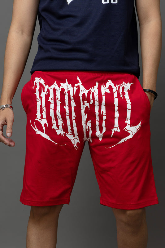 Go Devil Printed Red Shorts For Men