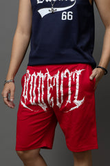 Go Devil Printed Red Shorts For Men