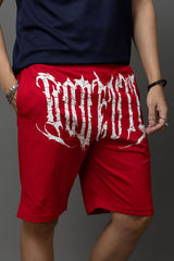 Go Devil Printed Red Shorts For Men