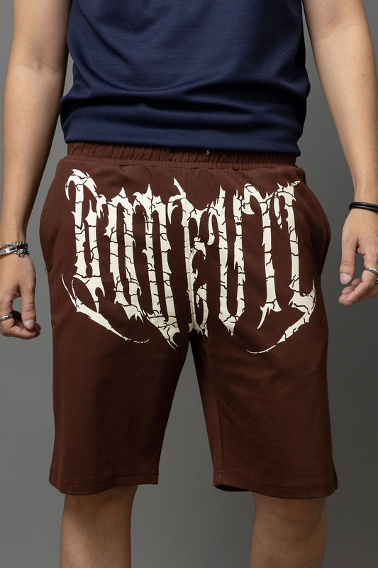 Go Devil Printed Brown Shorts For Men