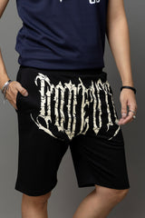 Go Devil Printed Black Shorts For Men