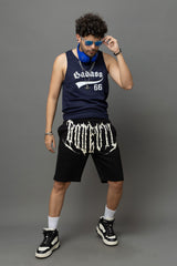 Go Devil Printed Black Shorts For Men