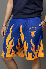 Go Devil Flame Printed Blue Shorts Orange flames For Men