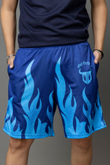 Go Devil Blue Flame Printed Shorts For Men