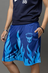 Go Devil Blue Flame Printed Shorts For Men