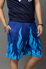 Go Devil Blue Flame Printed Shorts For Men