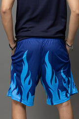 Go Devil Blue Flame Printed Shorts For Men