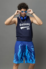 Go Devil Blue Flame Printed Shorts For Men