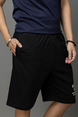 Go Devil Printed Black Shorts For Men