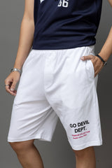 Go Devil Printed White Shorts For Men