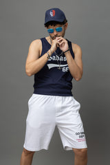 Go Devil Printed White Shorts For Men