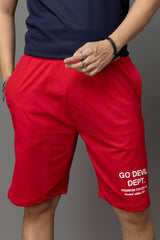 Go Devil Printed Red Shorts For Men