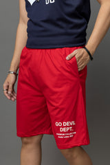 Go Devil Printed Red Shorts For Men