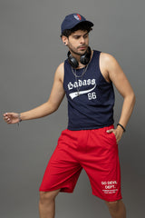 Go Devil Printed Red Shorts For Men