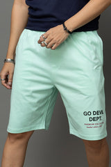 Go Devil Printed Casual Light Green Shorts For Men