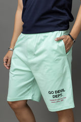Go Devil Printed Casual Light Green Shorts For Men
