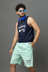Go Devil Printed Casual Light Green Shorts For Men