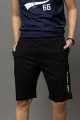 Go Devil Printed Black Casual Shorts For Men