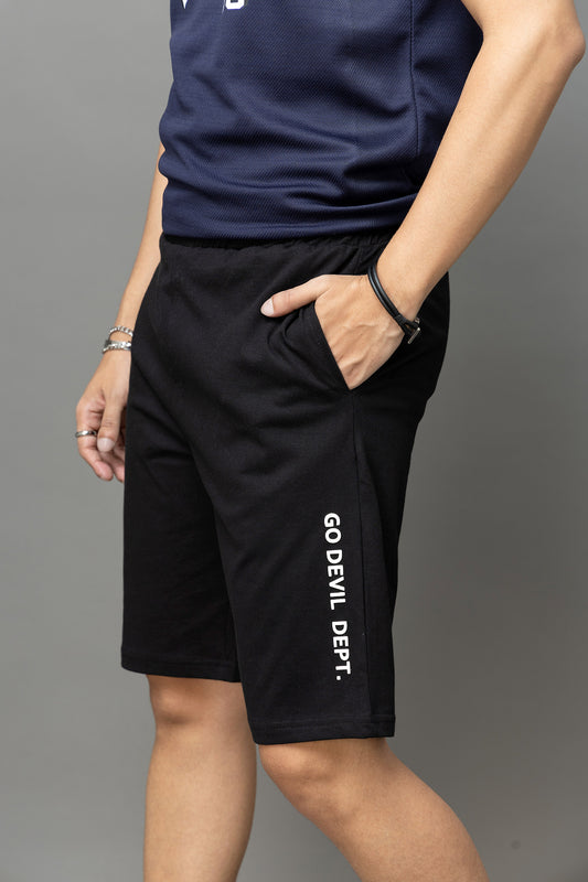 Go Devil Printed Black Casual Shorts For Men