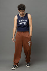 Go Devil Gothic Cross Print Brown Streetwear Joggers For Men