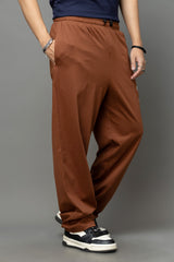 Go Devil Gothic Cross Print Brown Streetwear Joggers For Men