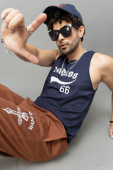 Go Devil Gothic Cross Print Brown Streetwear Joggers For Men