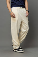 Go Devil Gothic Cross Print Cream Streetwear Joggers For Men