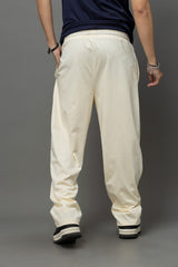 Go Devil Gothic Cross Print Cream Streetwear Joggers For Men