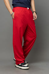 Go Devil Gothic Cross Print Red Streetwear Joggers For Men