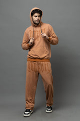 Go Devil Printed Rust Orange Hoodie For Men