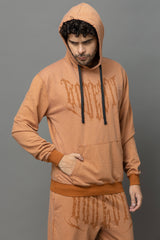 Go Devil Printed Rust Orange Hoodie For Men