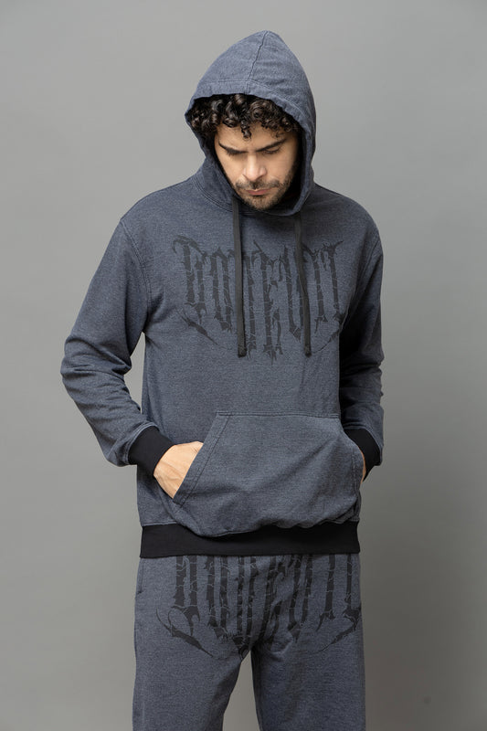 Go Devil Printed Dark Grey Hoodie For Men