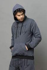 Go Devil Printed Dark Grey Hoodie For Men
