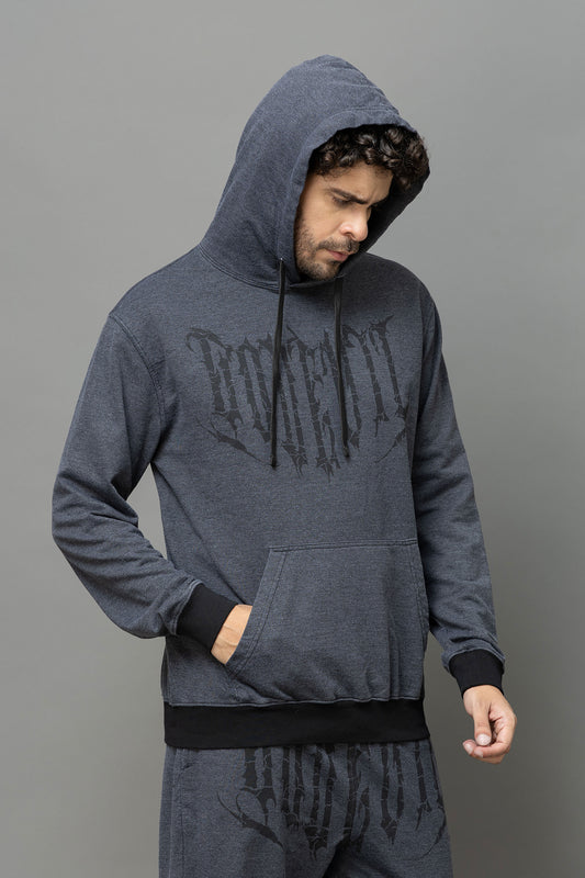 Go Devil Printed Dark Grey Hoodie For Men