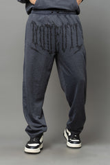 Go Devil Printed Dark Grey Jogger For Men